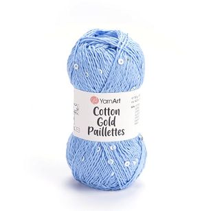 włóczka Cotton Gold Paillettes kolor 7110 niebieski